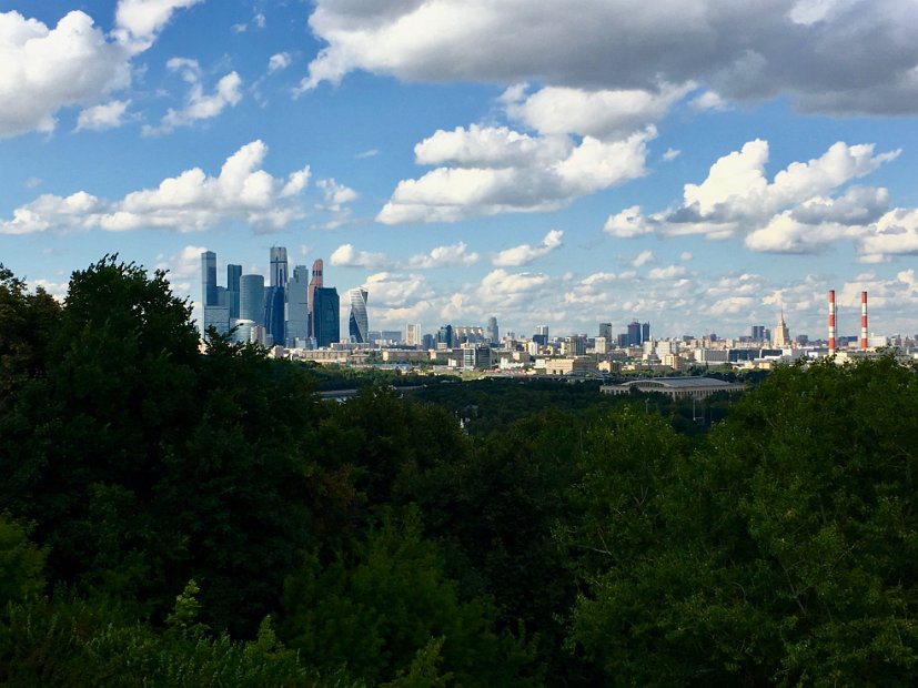 Nous avons une vue sur l'ouest de Moscou et  le Moscow International Business Center.